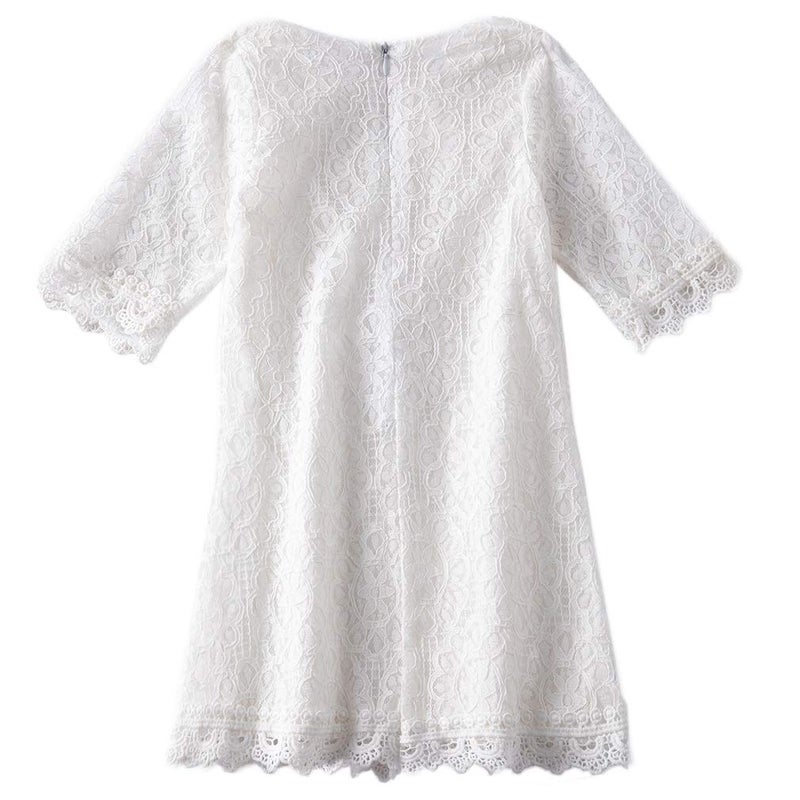 Niyage Baby and Toddler Girls Cotton Elegant Flower Lace Half Sleeve A-Line Princess Dress White 100 - Image 2